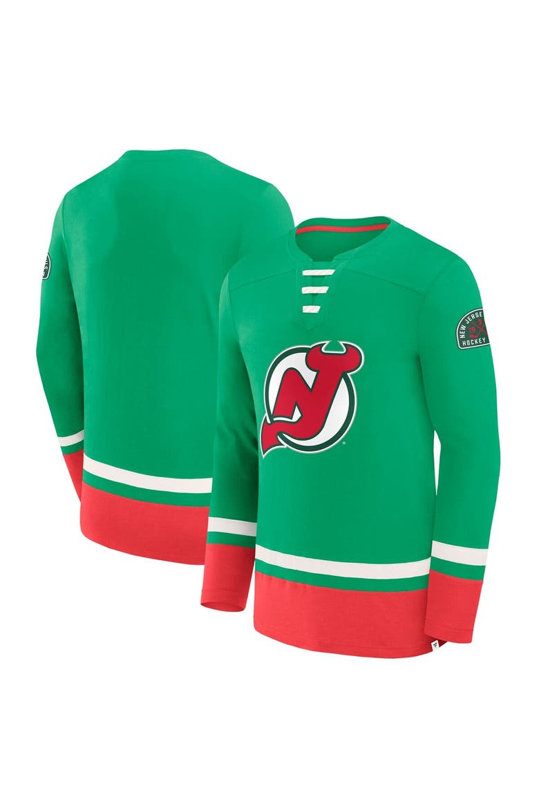 Men's Fanatics  Green New Jersey Devils Vintage High Point Long Sleeve T-Shirt, Alternate, color, Green