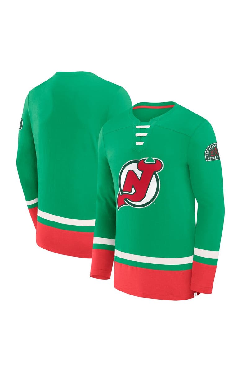 FANATICS Men's Fanatics Green New Jersey Devils Vintage High Point Long Sleeve T-Shirt, Alternate, color, Green