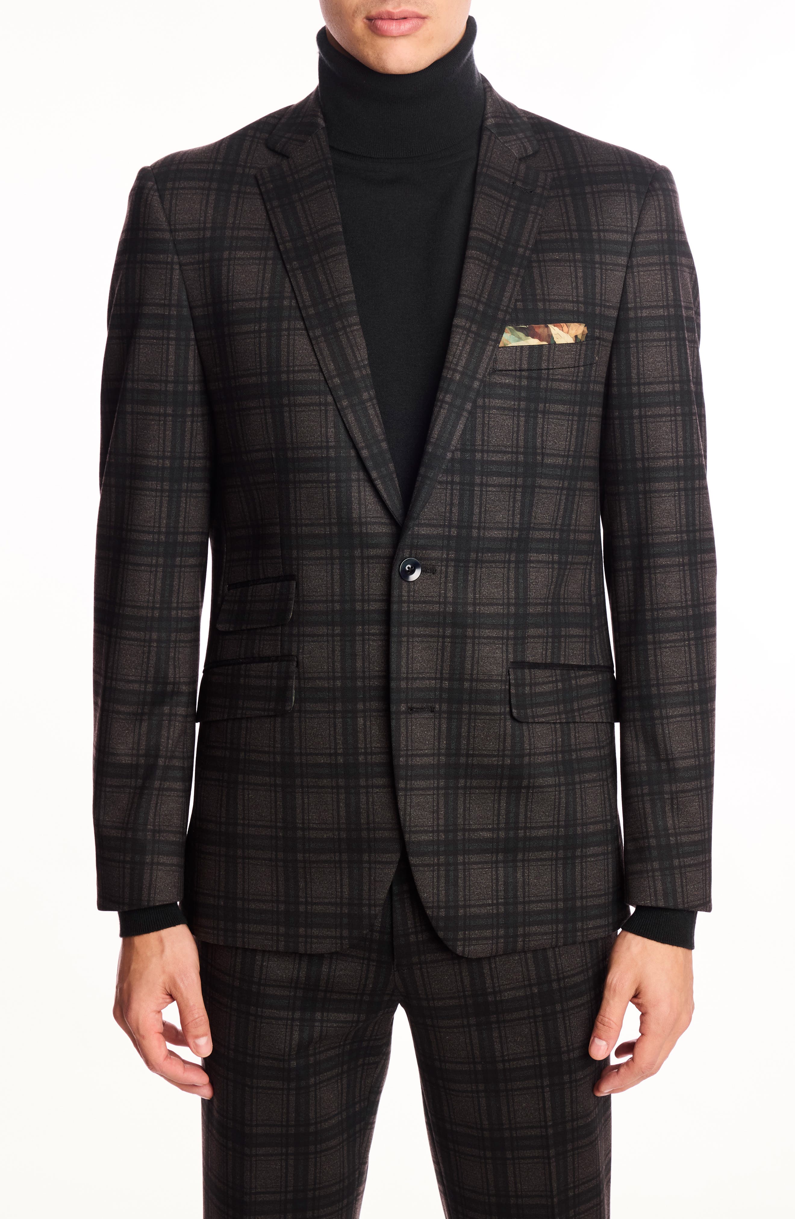 PAISLEY & GRAY Dover Slim Fit Charcoal Plaid Blazer