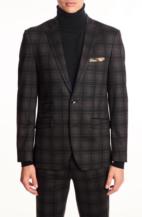 Dover Slim Fit Charcoal Plaid Blazer (Regular & Big)
