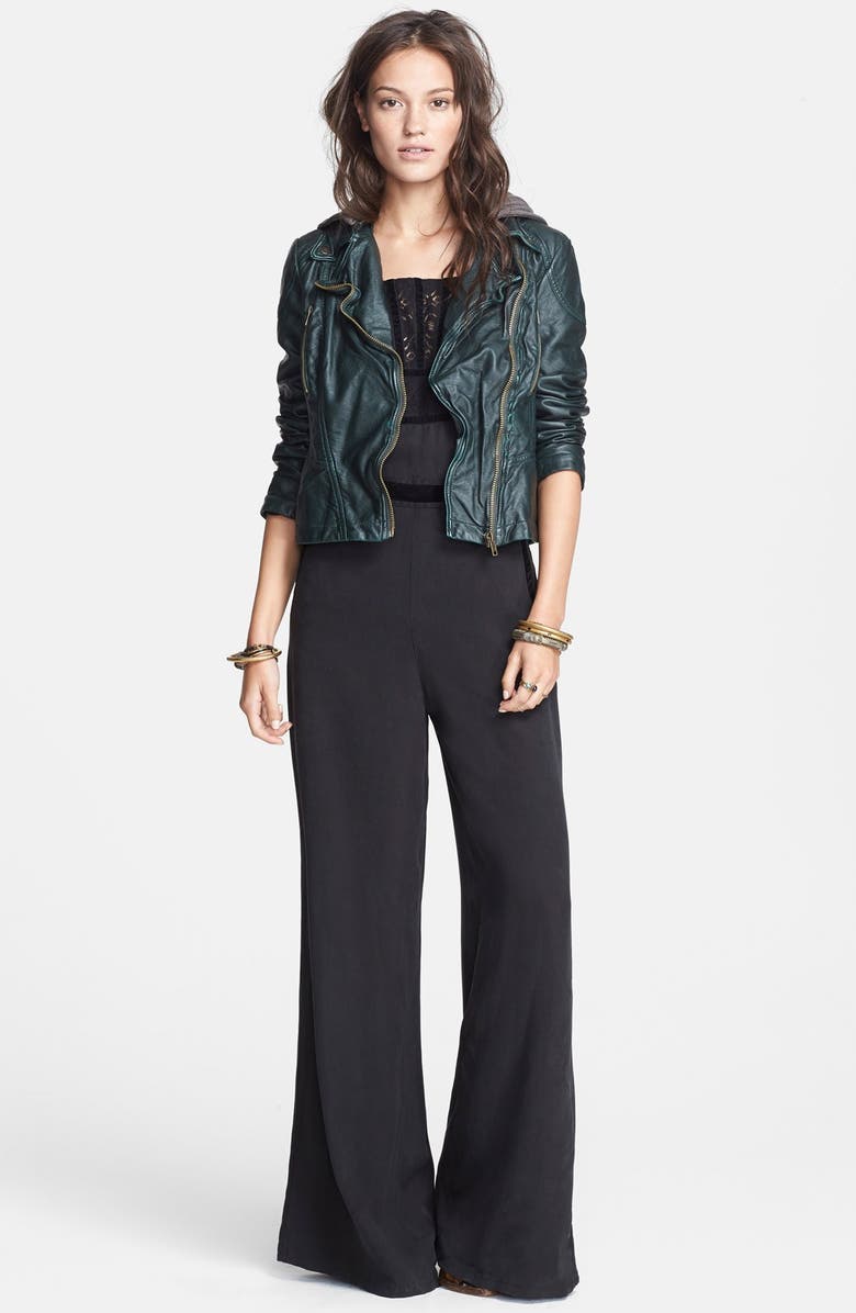 Free People Hooded Faux Leather Moto Jacket, Main, color, 