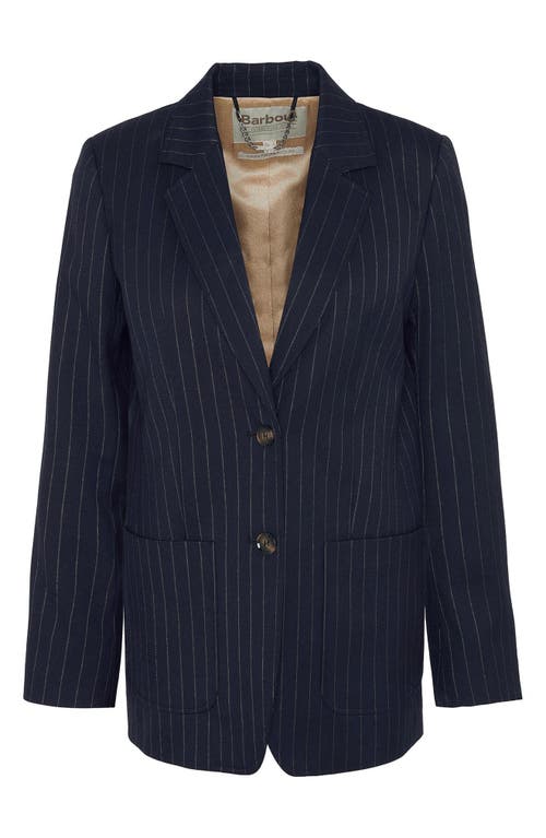 Barbour Imogen Pinstripe Tailored Jacket In Navy Pinstripe/hessian
