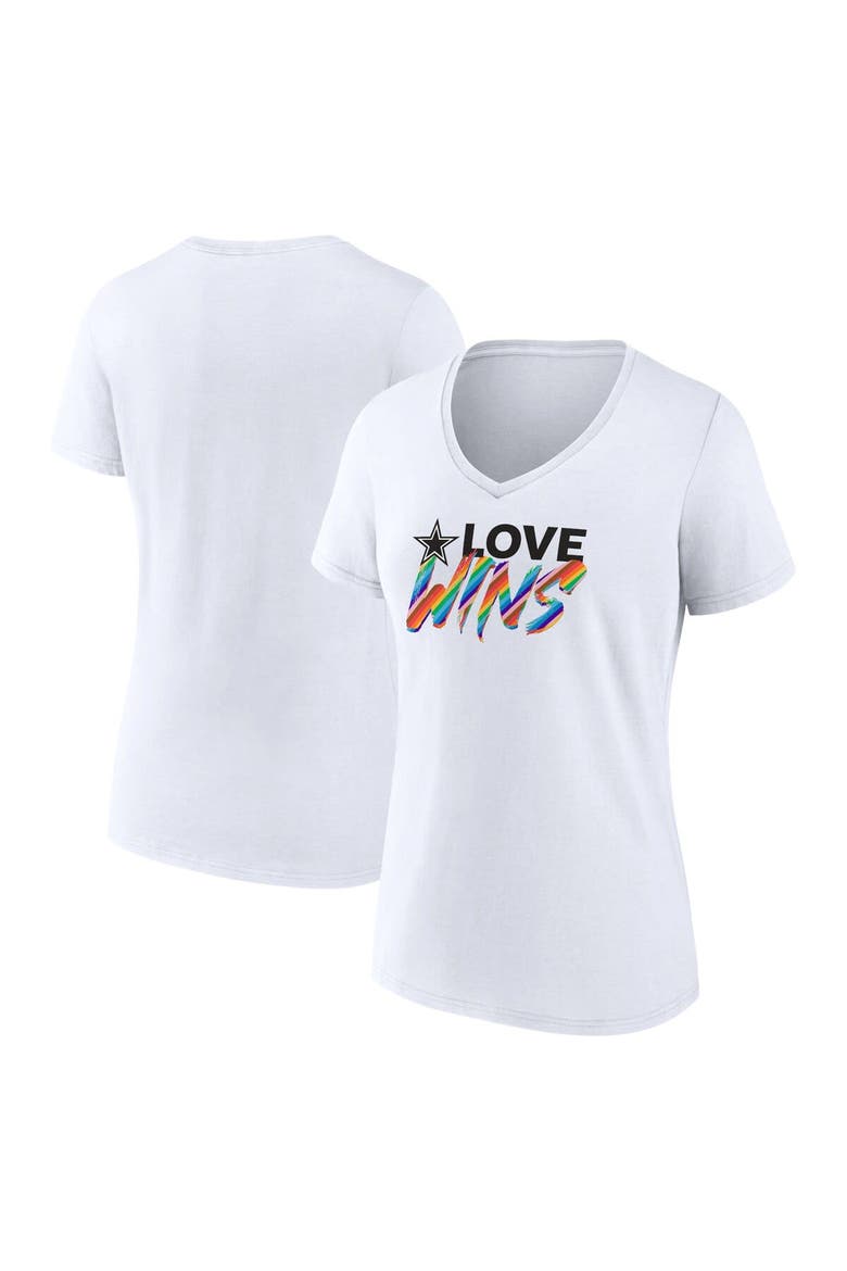 Women's Fanatics Branded White Dallas Cowboys Love Wins V-Neck T-Shirt, Main, color, White