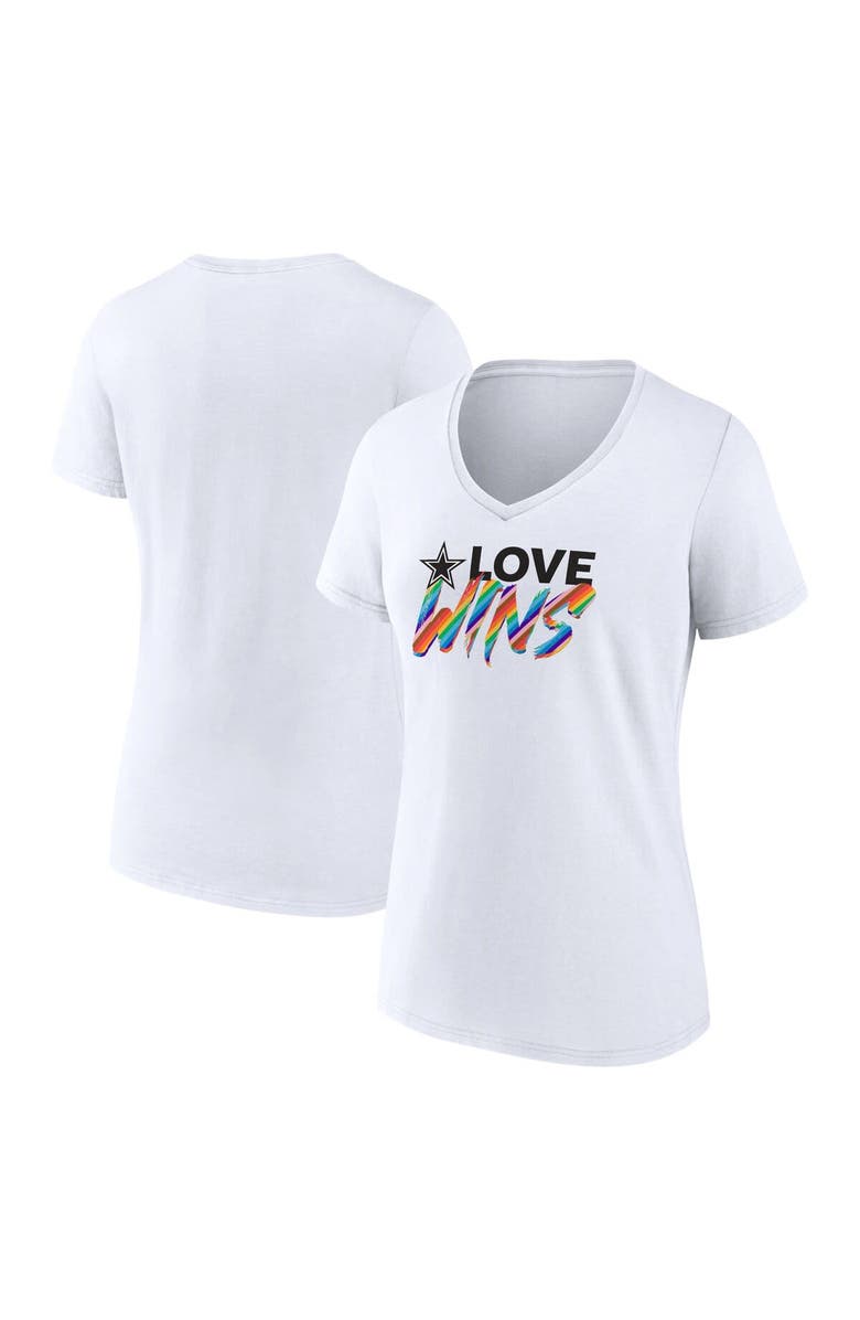 FANATICS Women's Fanatics Branded White Dallas Cowboys Love Wins V-Neck T-Shirt, Main, color, White