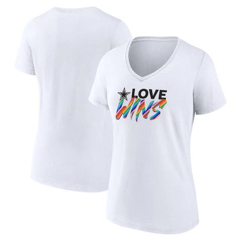 Women's Fanatics Branded White Dallas Cowboys Love Wins V-Neck T-Shirt