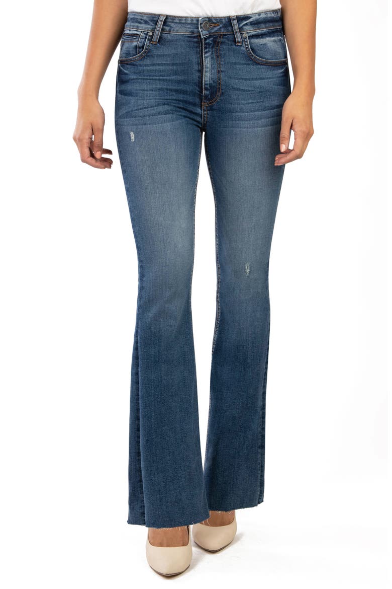 Stella High Waist Raw Hem Flare Jeans, Main, color, INSTANTLY