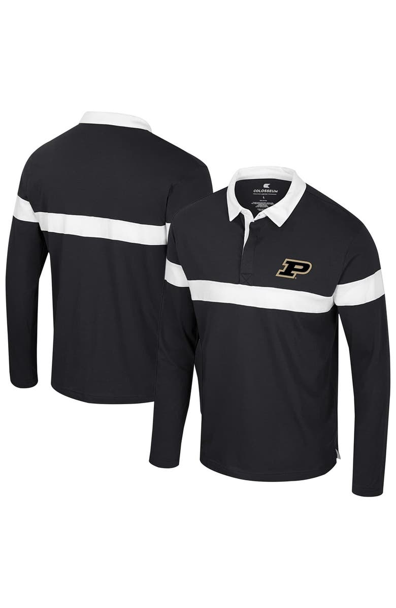 COLOSSEUM Men's Colosseum  Black Purdue Boilermakers Too Cool For School Long Sleeve Polo, Main, color, 