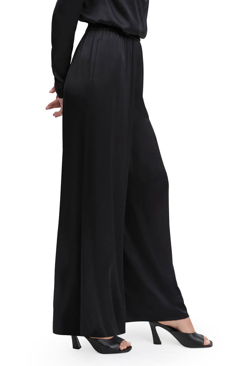 Favorite Daughter Tribeca Wide Leg Satin Pants, Alternate, color, Black
