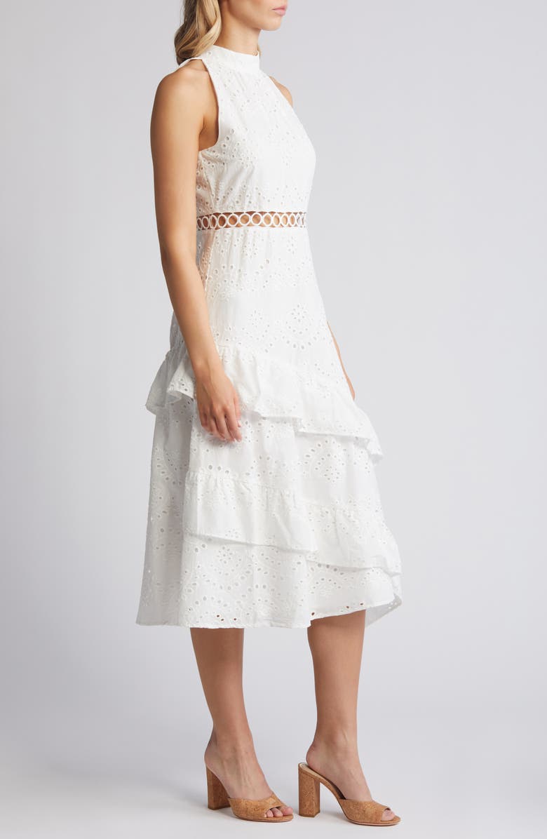 Sam Edelman Sleeveless Embroidered Eyelet Ruffle Dress, Alternate, color, White