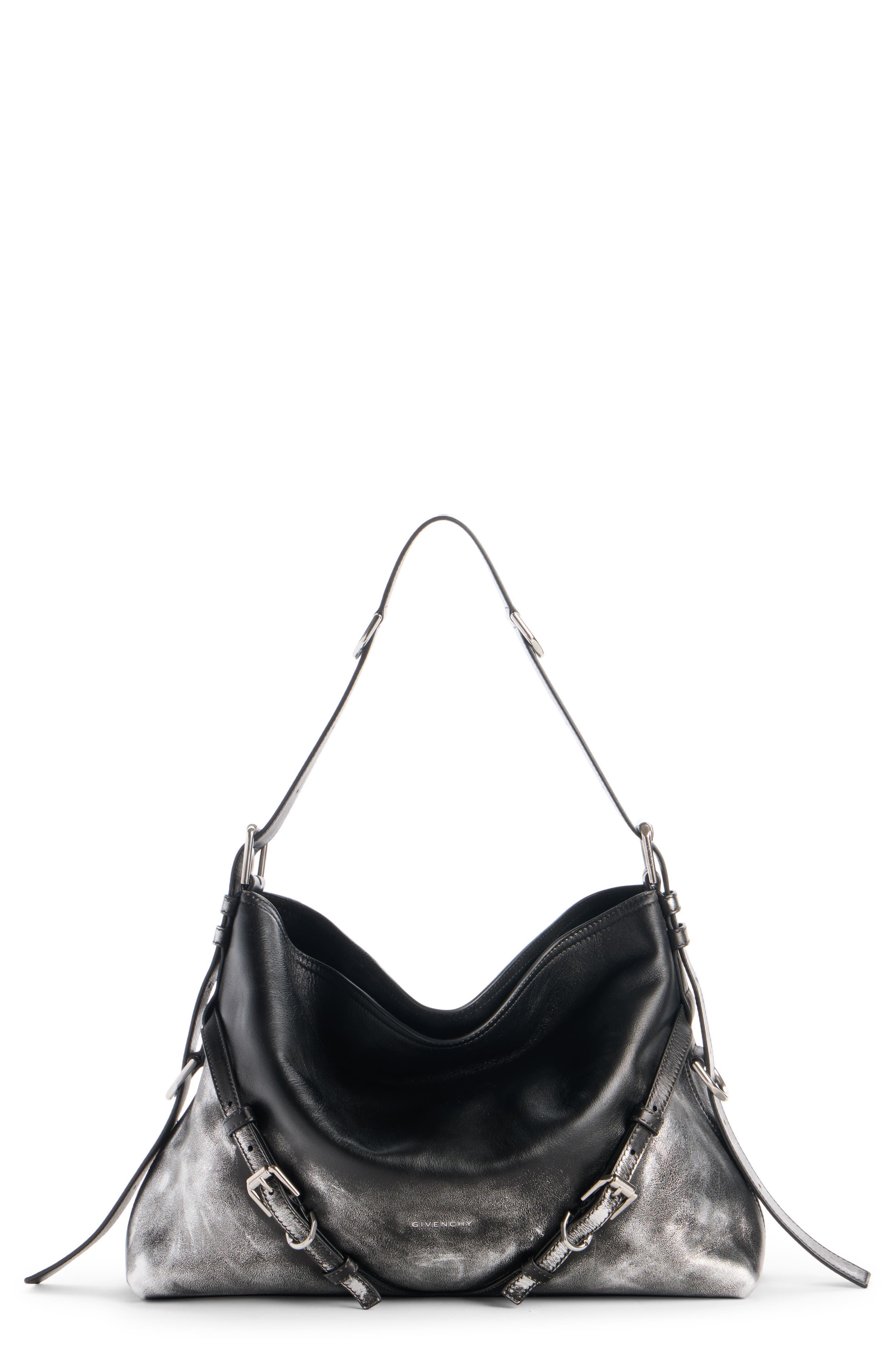 Givenchy Medium Voyou Dégradé Metallic Leather Shoulder Bag, Main, color, 001-Black