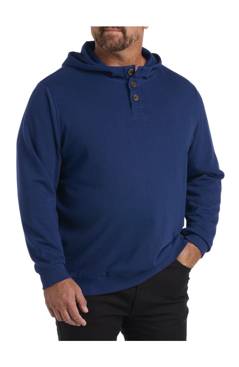 True Nation by DXL Soft-Wash Henley Hoodie, Main, color, Blue Depths