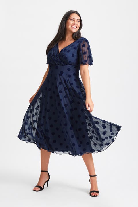 Victoria Velvet Flock Midi Dress