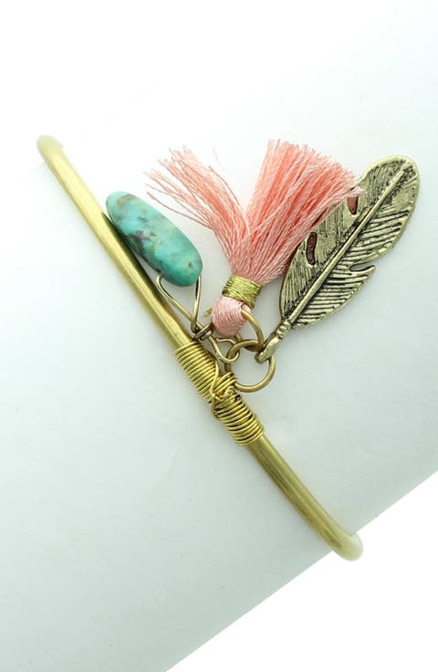 FEATHER AND TASSEL CHARM CUFF