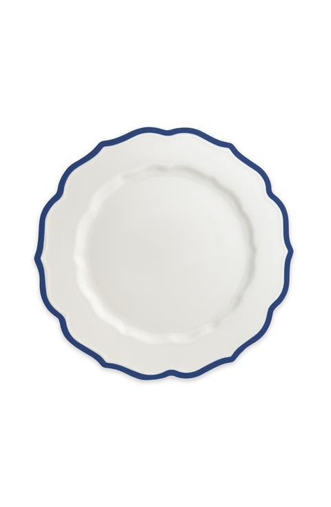 Stella Blue Scalloped Dinner Plate  - Porcelain - Set 4