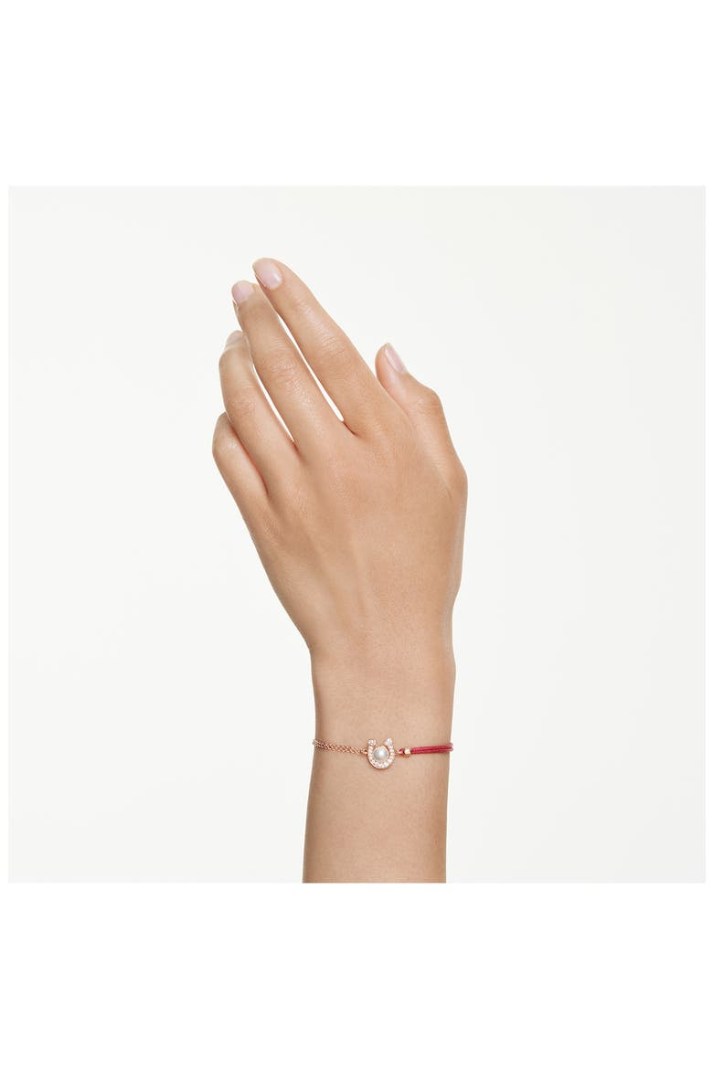 Symbolica Swarovski Faux Pearl Horseshoe Bracelet, Alternate, color, ROSE GOLD