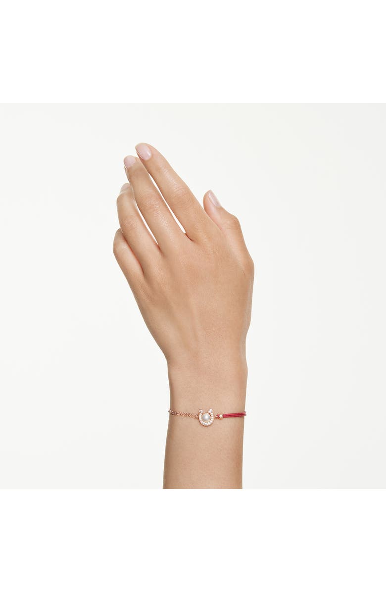 Swarovski Symbolica Swarovski Faux Pearl Horseshoe Bracelet, Alternate, color, 