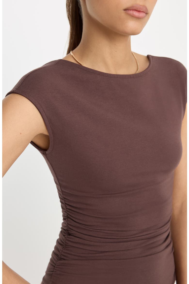 Super Stretch Open Back Bodysuit, Alternate, color, BITTER COCOA