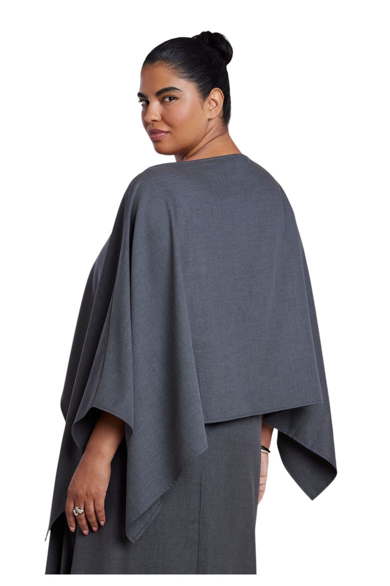 Draped Cape Top, Alternate, color, DARK HEATHER GREY