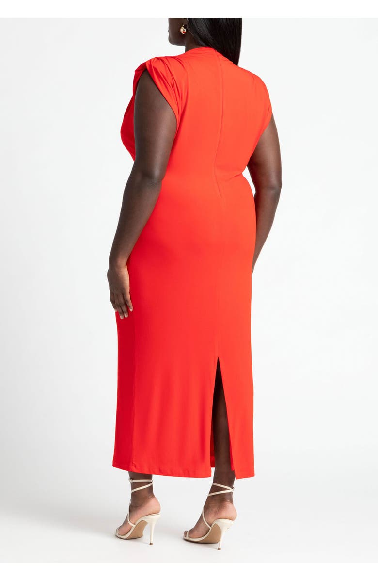 ELOQUII Funnel Neck Midi Dress, Alternate, color, Black Onyx