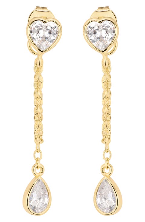 The Heart Teardrop Duo Chain Drop Earrings