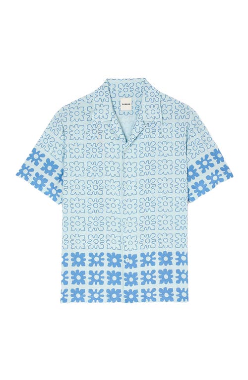 Sandro Floral Motif Shirt In Blue Sky