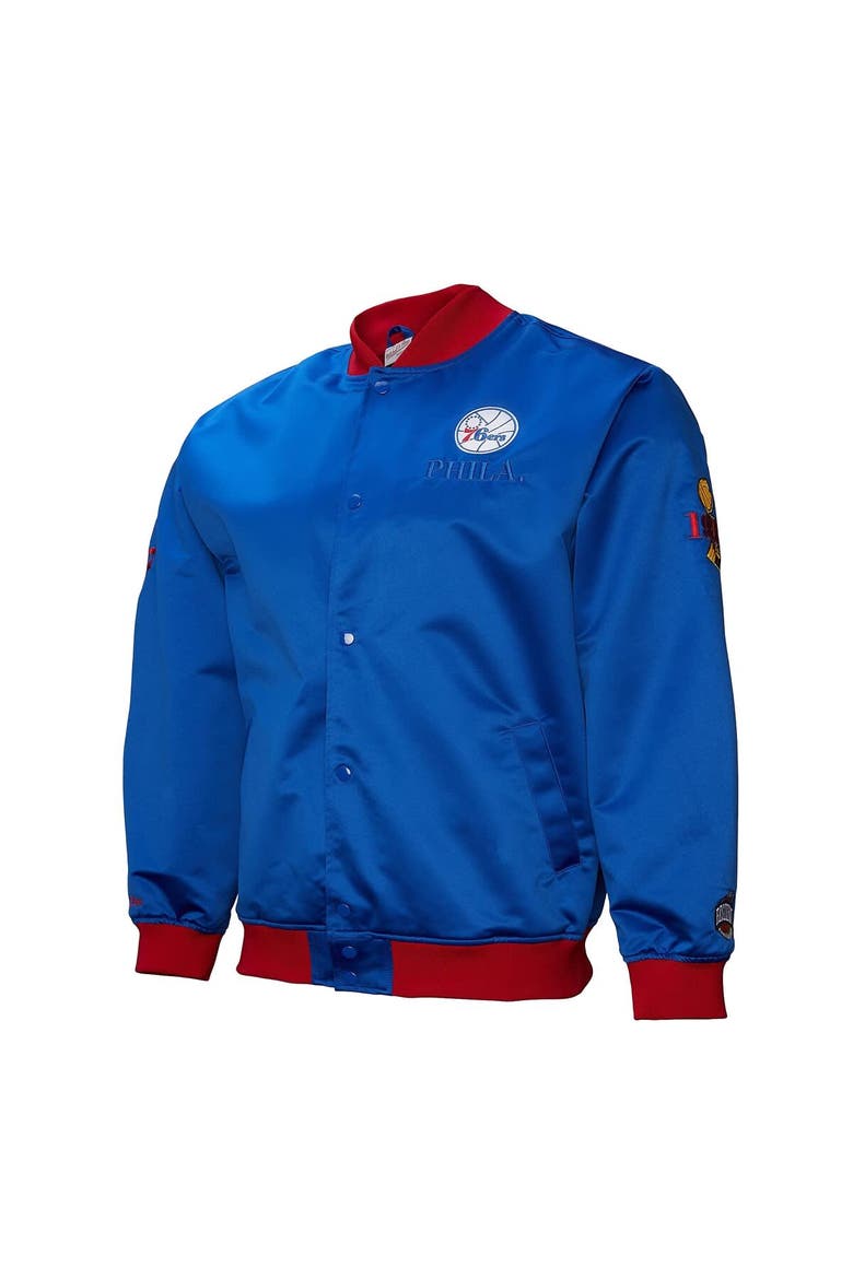 Men's Mitchell & Ness Royal Philadelphia 76ers Hardwood Classics Team OG 3.0 Lightweight Satin Full-Snap Jacket, Alternate, color, Royal
