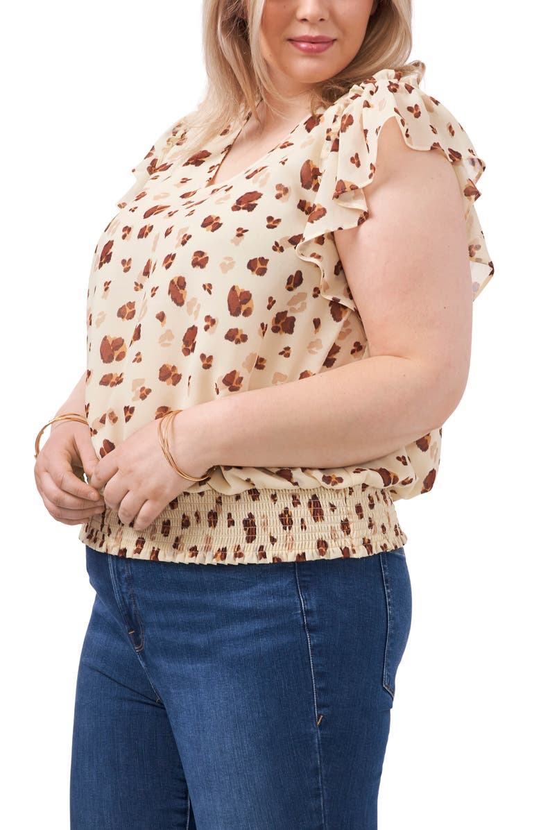 1.STATE Leopard Print Flutter Sleeve Top, Alternate, color, 