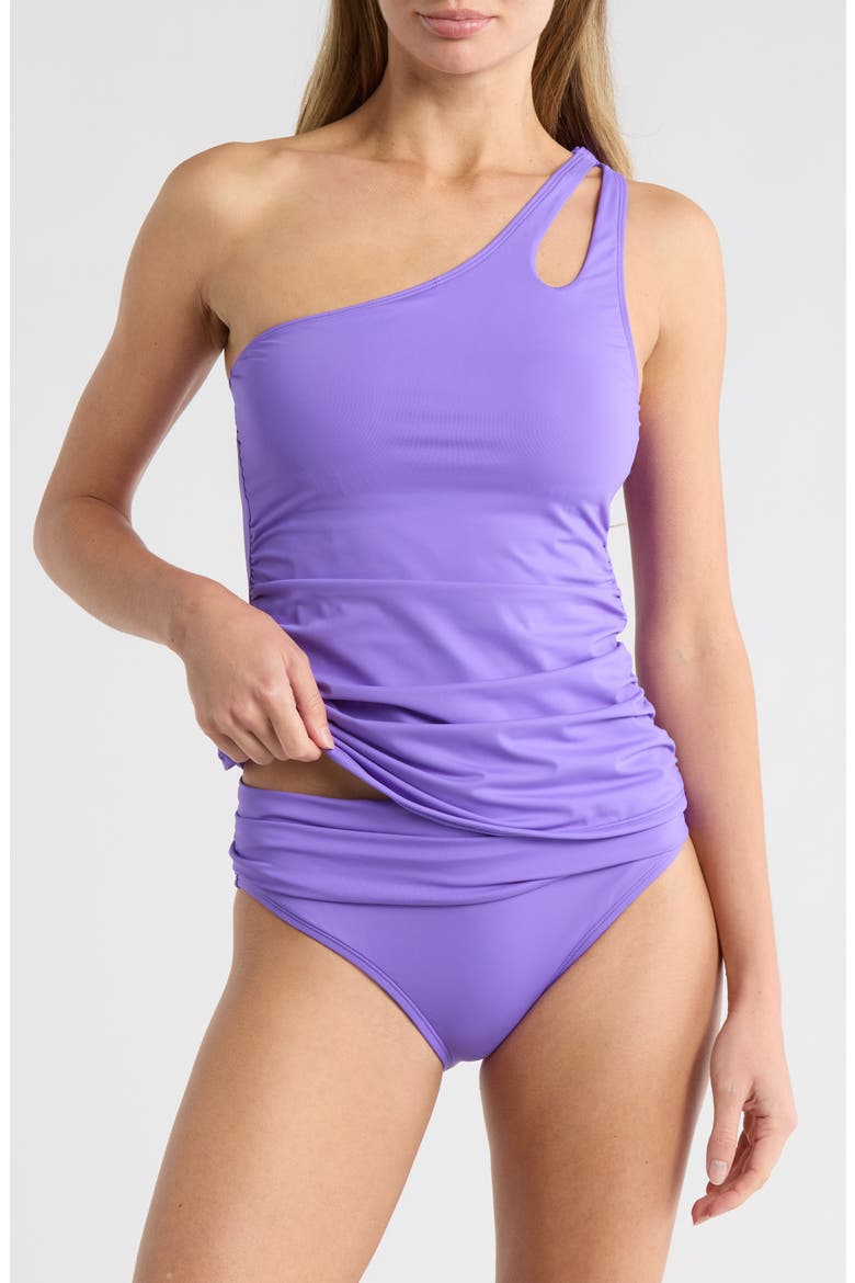 Keyhole Cutout One-Shoulder Tankini Bikini Top, Main, color, ULTRAVIOLET