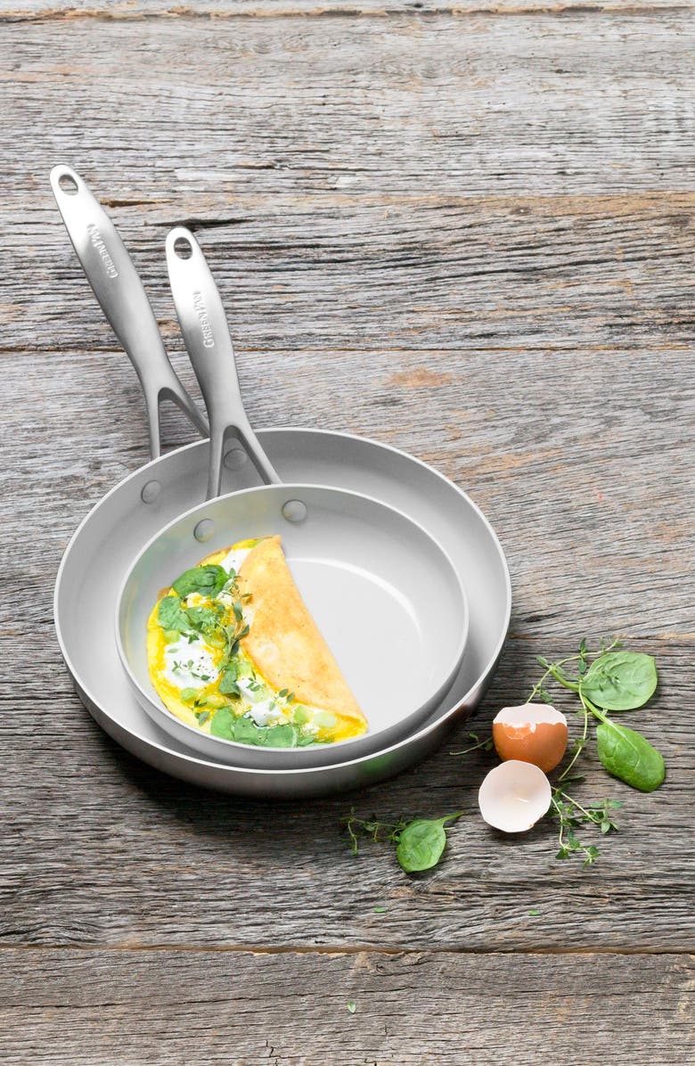 GreenPan Venice Pro 8-Inch & 10-Inch Multilayer Stainless Steel Ceramic Nonstick Frying Pan Set, Alternate, color,