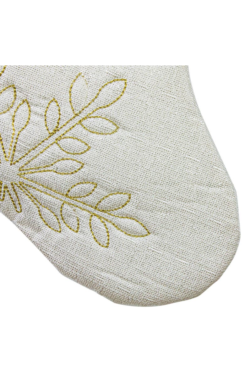 Northlight 20" Cream with Gold Snowflakes Christmas Stocking with Faux Fur Cuff, Alternate, color, White