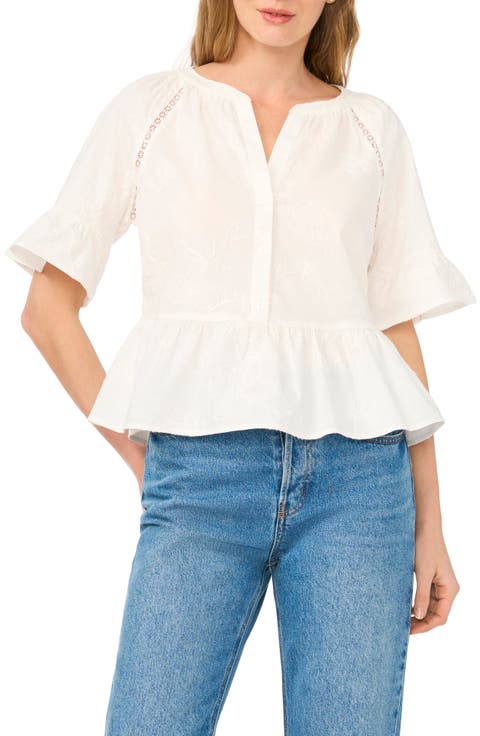 Lace Insert Peplum Top