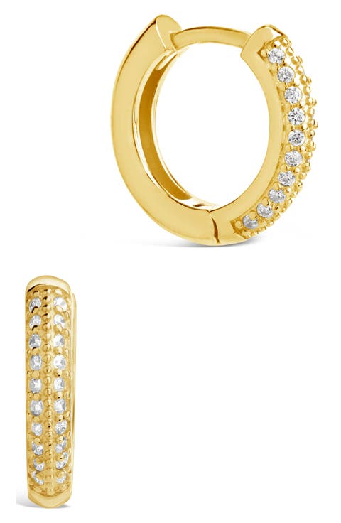 Pavé Cubic Zirconia Huggie Hoop Earrings