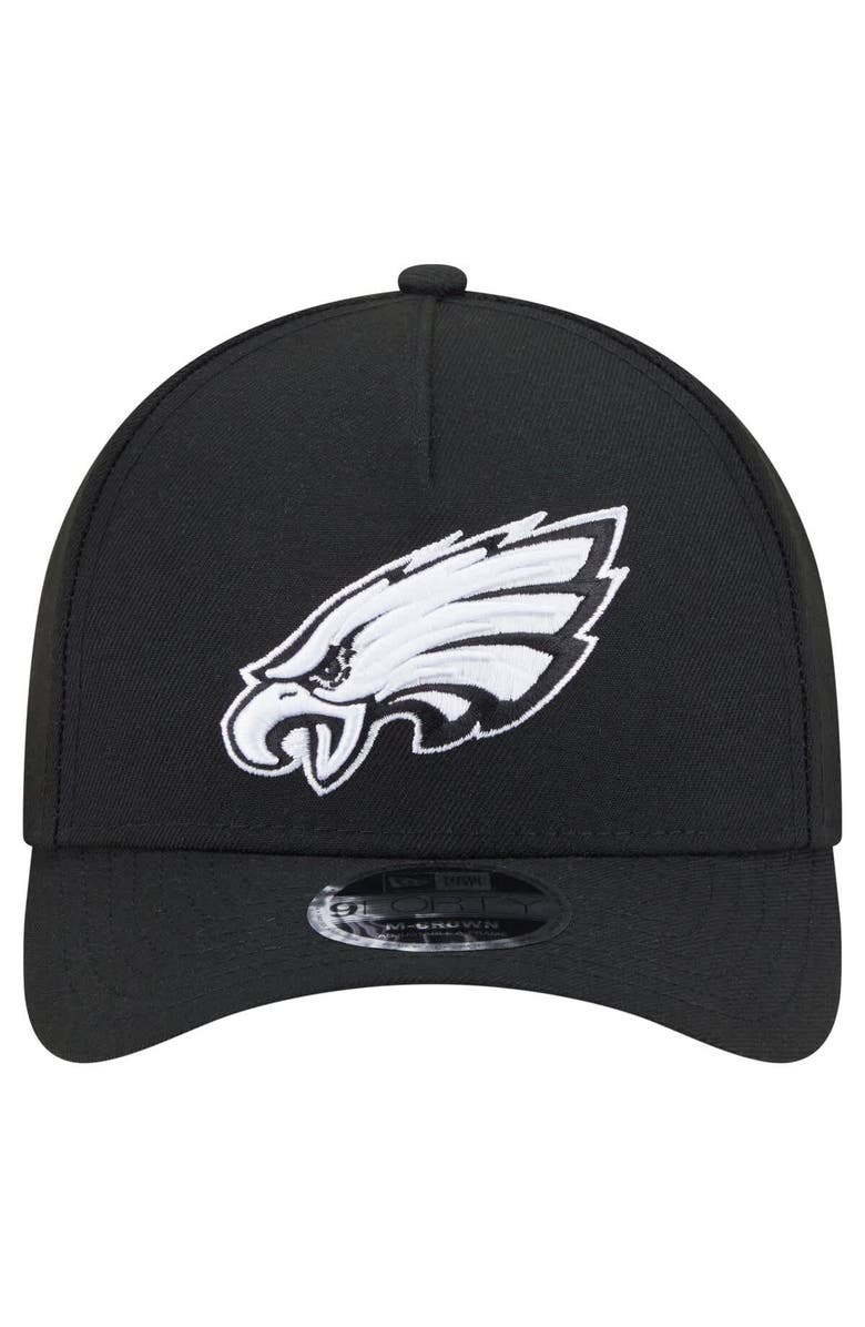 New Era Men's New Era Black Philadelphia Eagles Team Collection 9FORTY M-Crown A-Frame Adjustable Hat, Alternate, color,