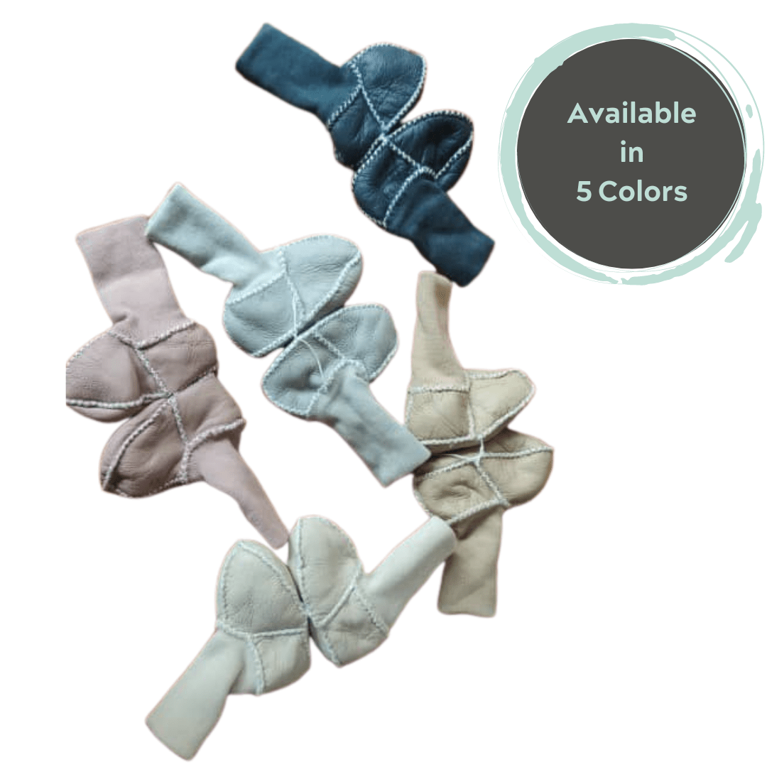 Finn + Emma Organic Shearling Baby Booties - Stay On, Alternate, color, Dove Grey