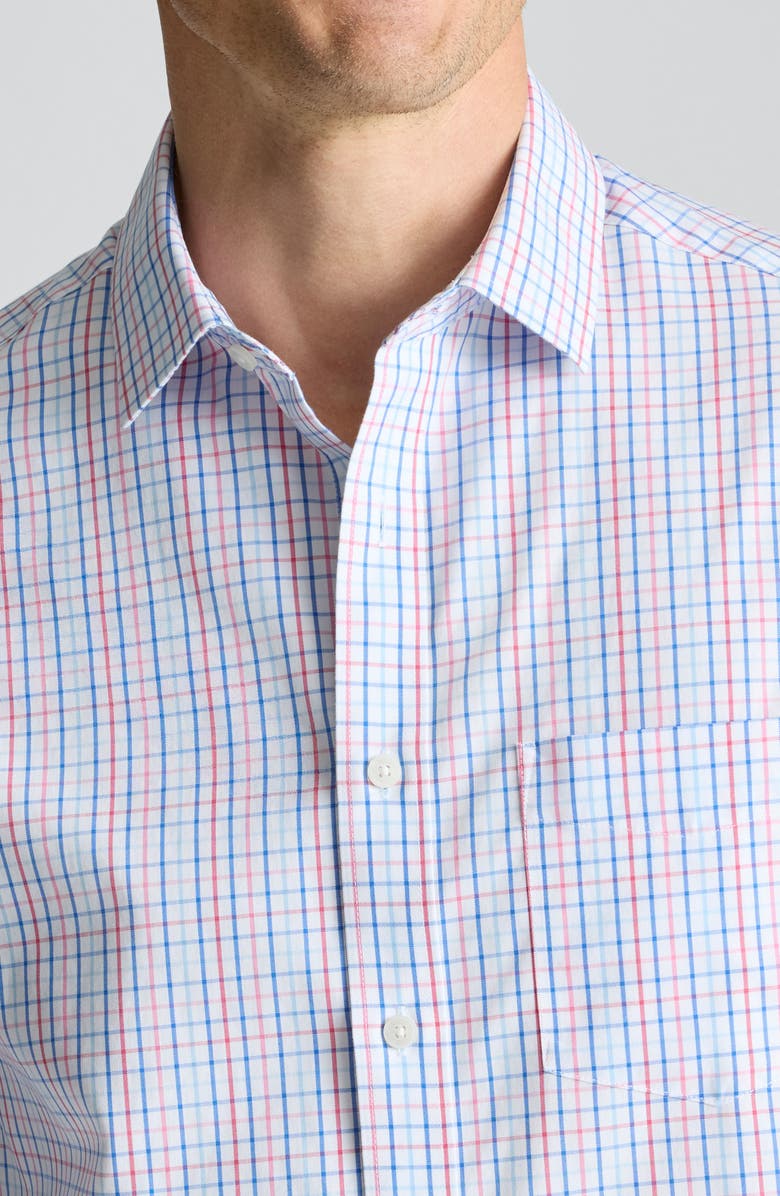 UNTUCKit Tattersall Check Wrinkle Free Cotton Button-Up Shirt, Alternate, color, Pink Blue