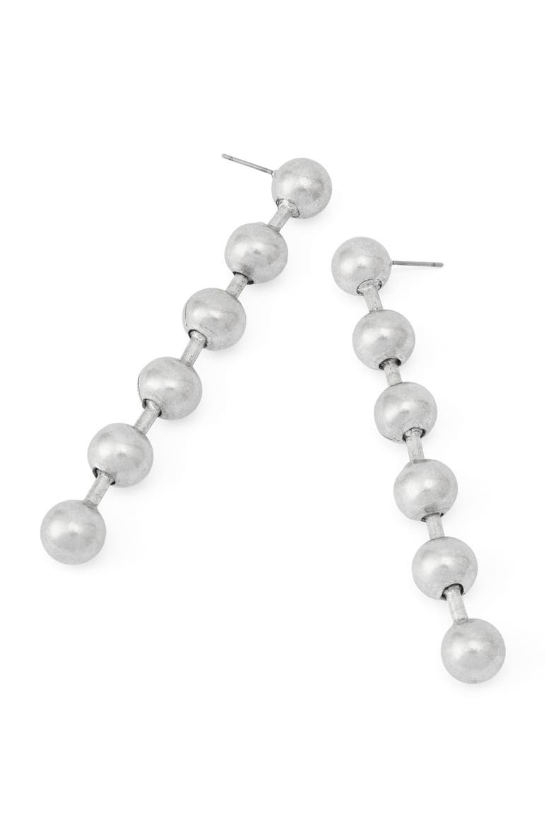 Ballchain Linear Earrings, Alternate, color, WARM SILVER