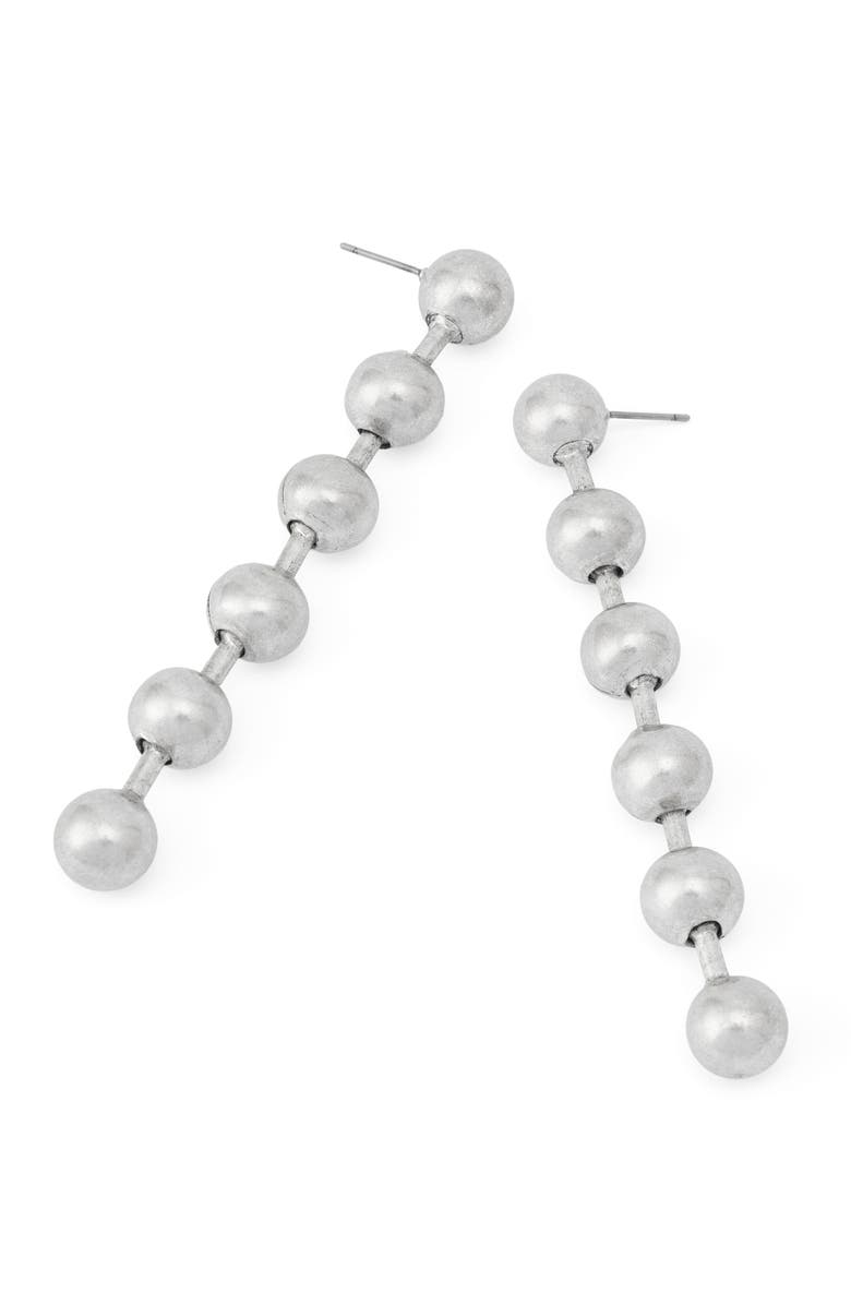 AllSaints Ballchain Linear Earrings, Alternate, color, Warm Silver