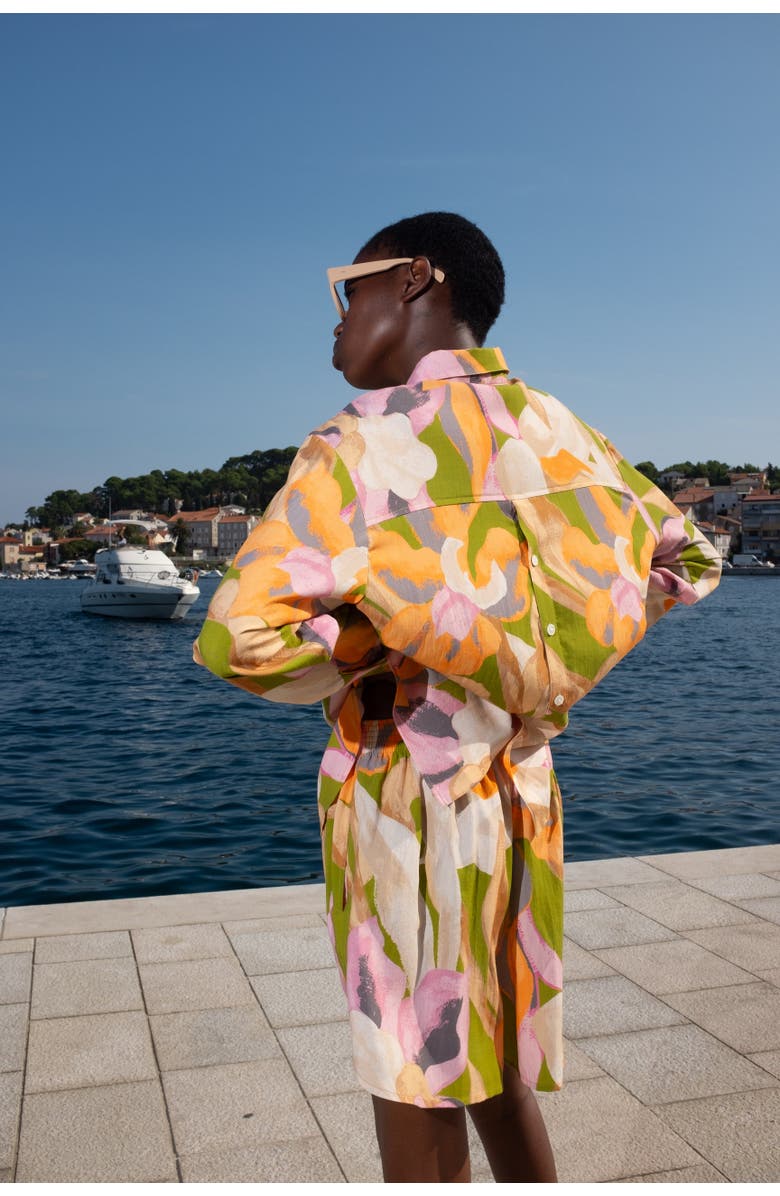 Untitled in Motion Zanaya Silky Button-Up Printed Shirt, Alternate, color, Fresco Floral