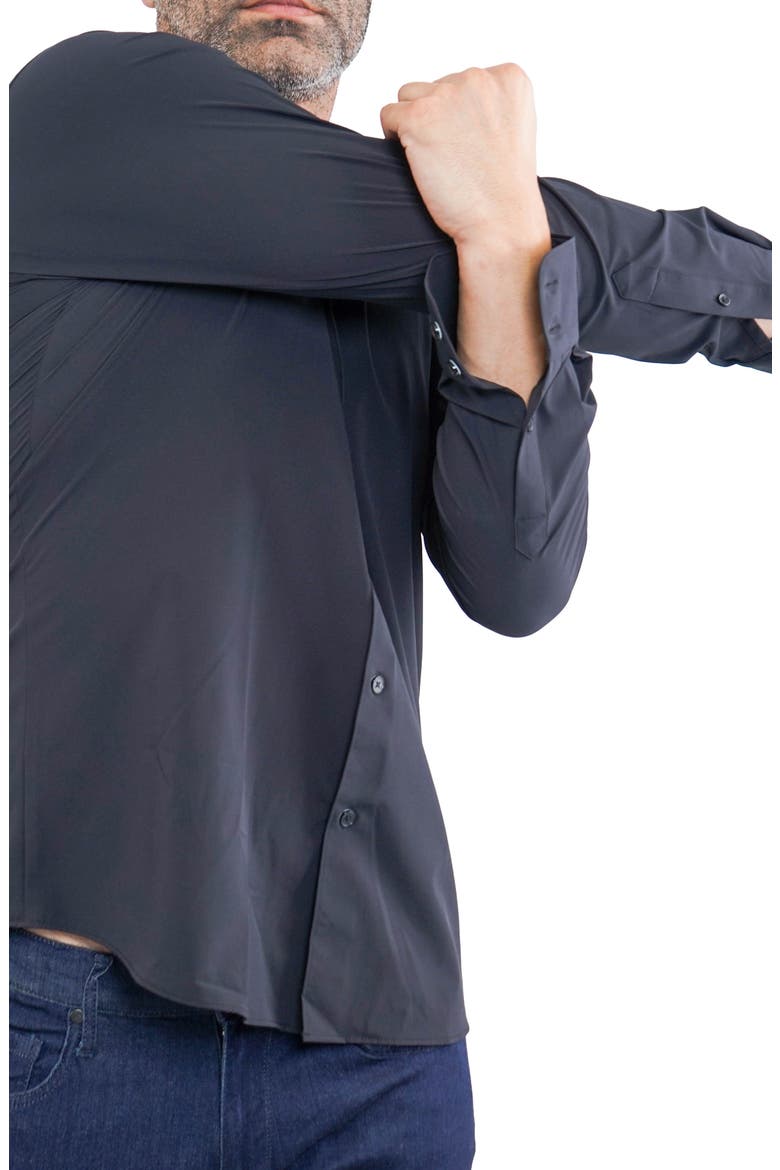 Einstein Stretch Core Button-Up Shirt, Alternate, color, BLACK