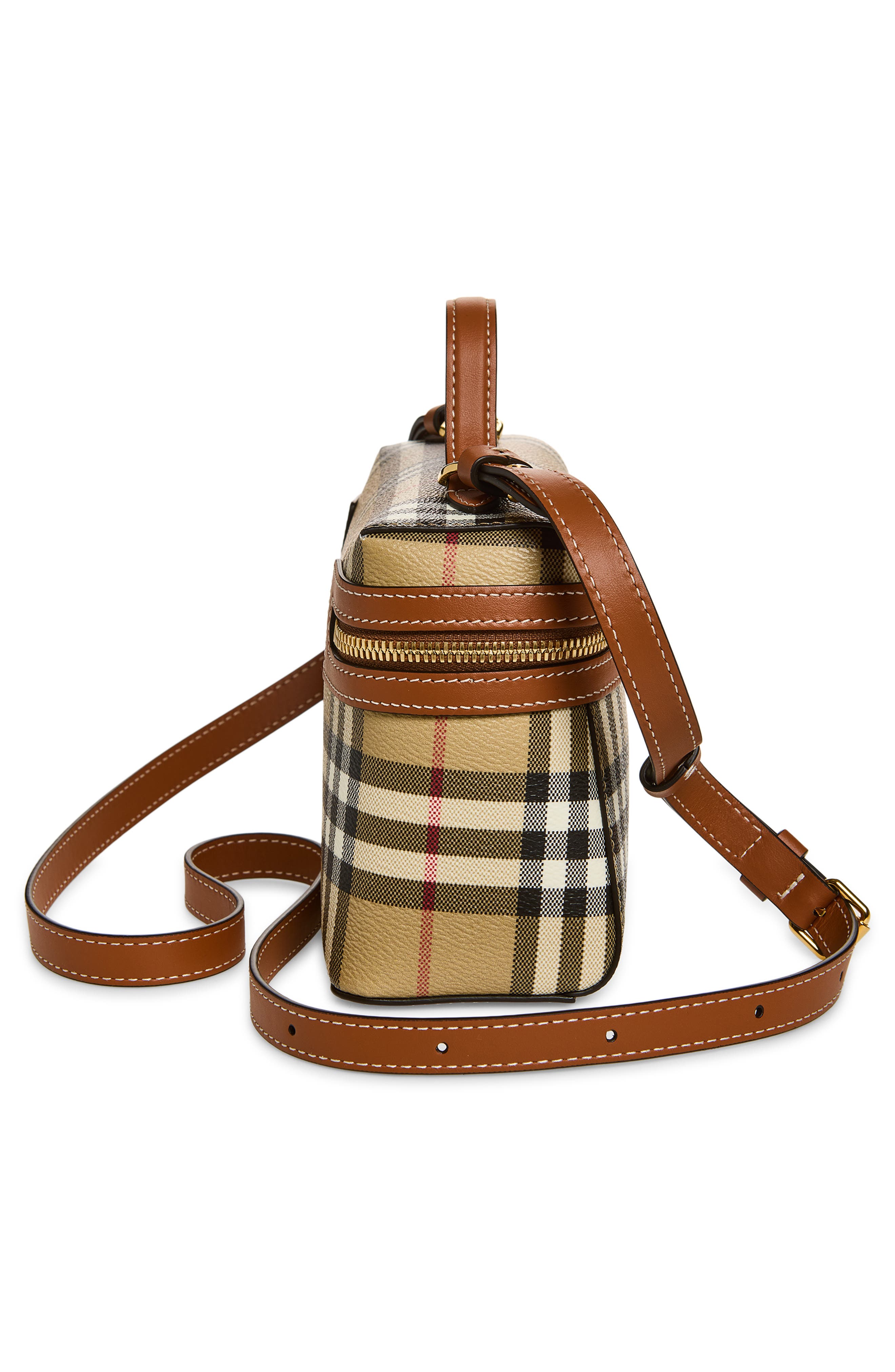 Burberry Check Coated Canvas Vanity Case, Alternate, color, Vntg Chk/ Briar Brown