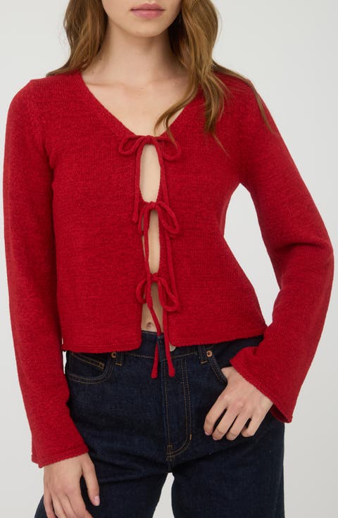 Front Tie Crop Cardigan