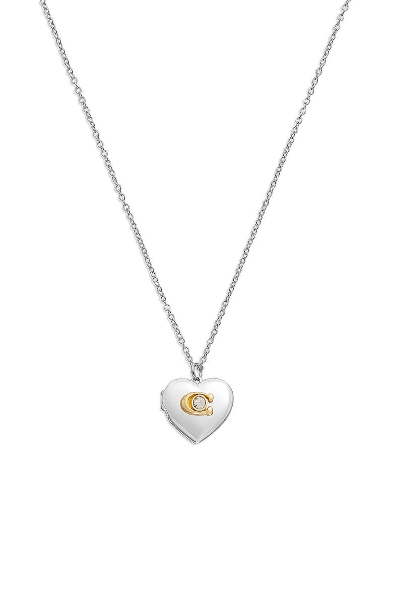 COACH C-Heart Locket Necklace, Alternate, color, 
