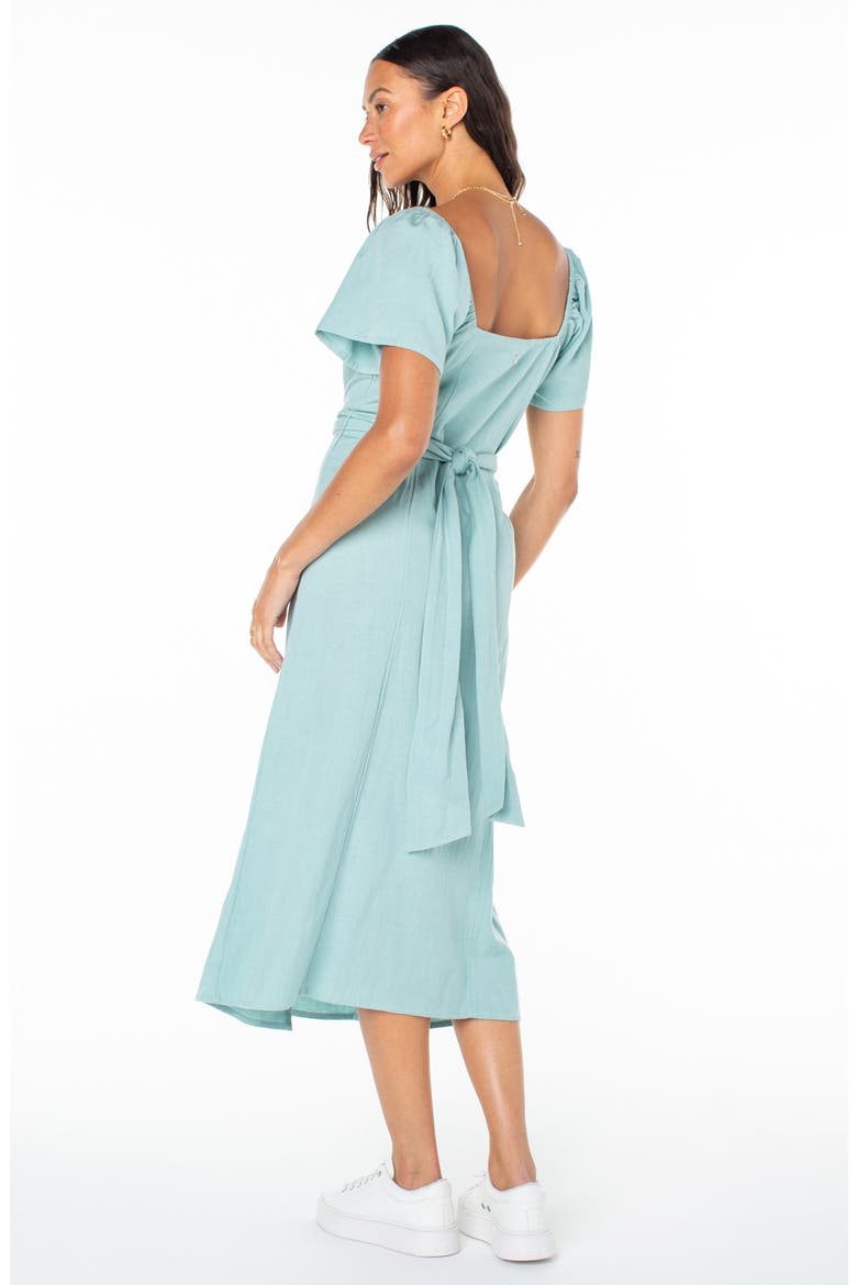 Bungalow Bliss Tie Back Midi Dress, Alternate, color, AQUIFER SOLID