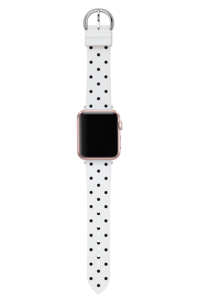 Kate Spade New York polka dot silicone 18mm Apple Watch<sup>®</sup> watchband, Alternate, color, 