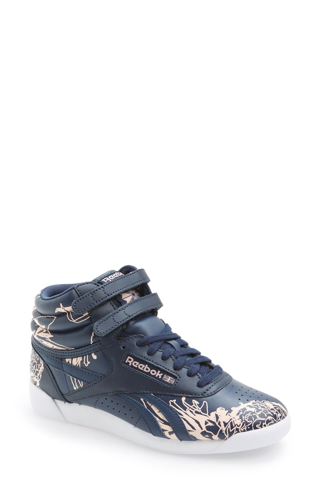 'Freestyle Hi Graphics' High Top Sneaker, Main, color, NAVY/ CORAL/ WHITE