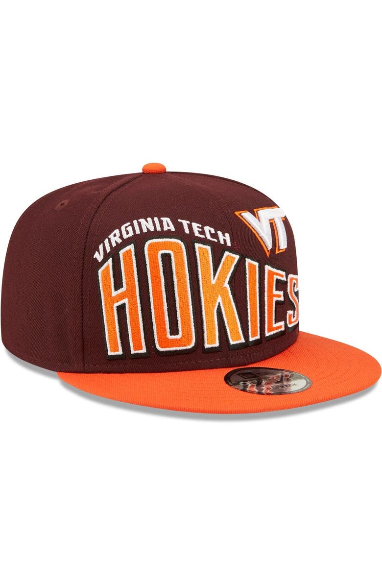 New Era Men's New Era Maroon Virginia Tech Hokies Two-Tone Vintage Wave 9FIFTY Snapback Hat, Alternate, color, 