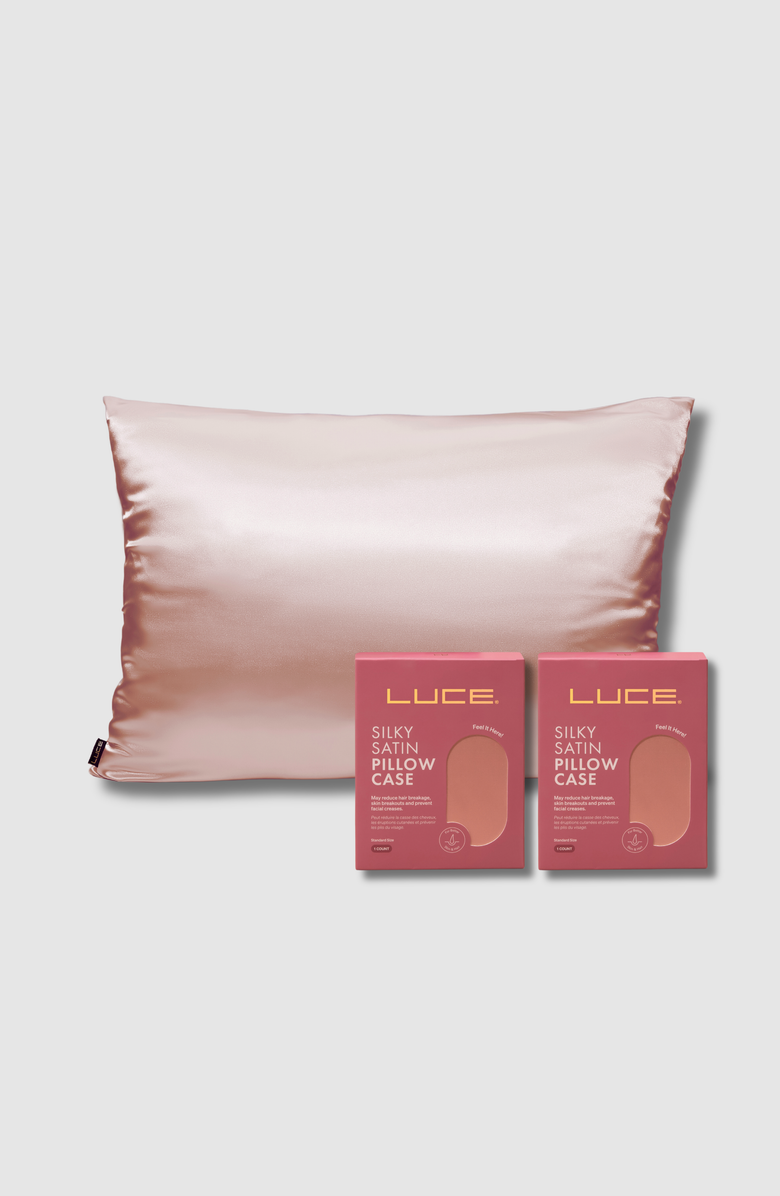 LUCE BEAUTY Silky Satin Pillow Case 2 Pieces, Main, color, Pink