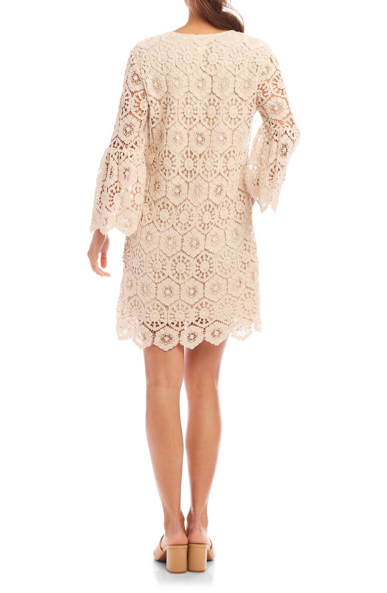 Karen Kane Ruffle Long Sleeve Cotton Crochet Minidress, Alternate, color, 