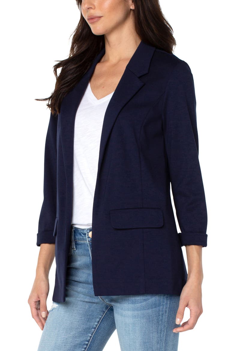 Princess Detail Unlined Boyfriend Blazer, Alternate, color, CADET BLUE