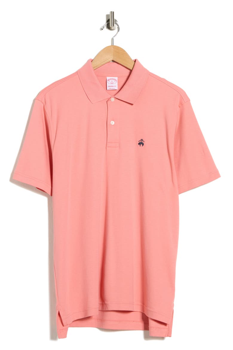 Pima Cotton Interlock Knit Polo, Alternate, color, PEACH BLOSSOM